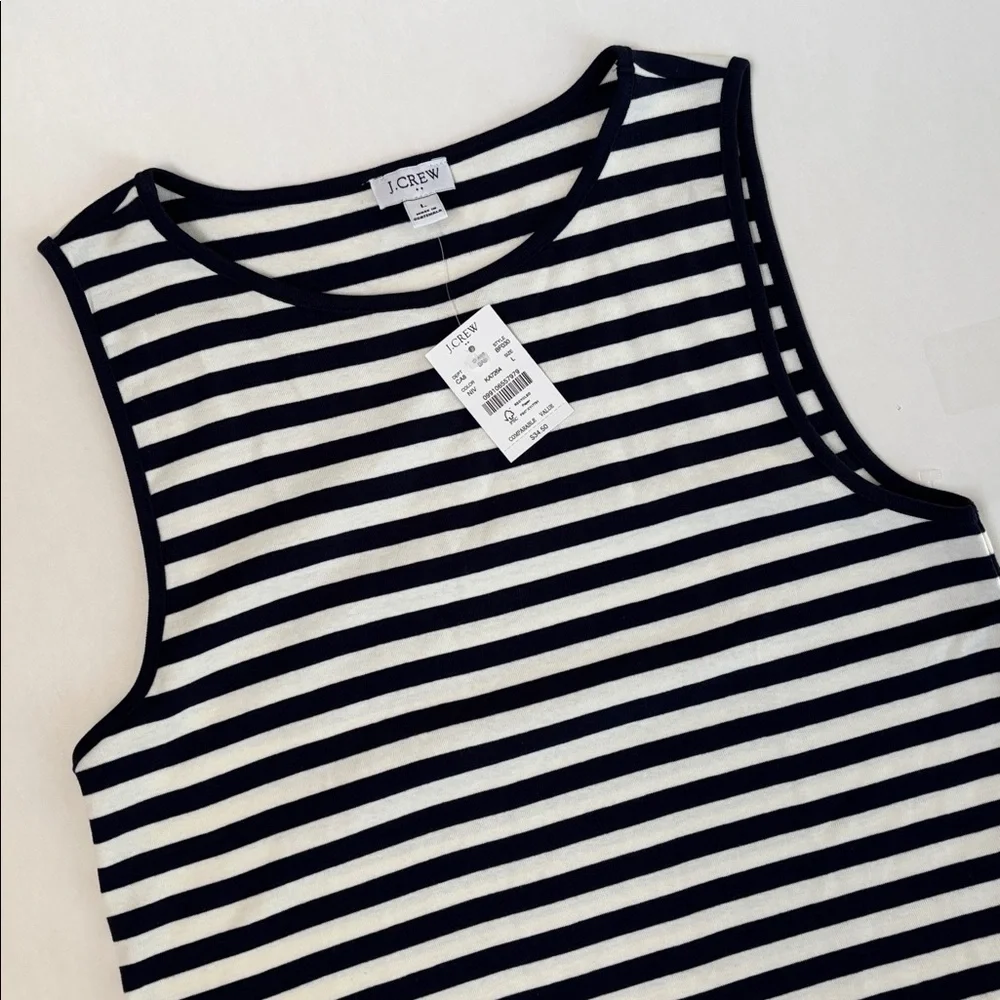 J. Crew Blue White Striped Nautical Cotton Tank Top Women’s Size Large